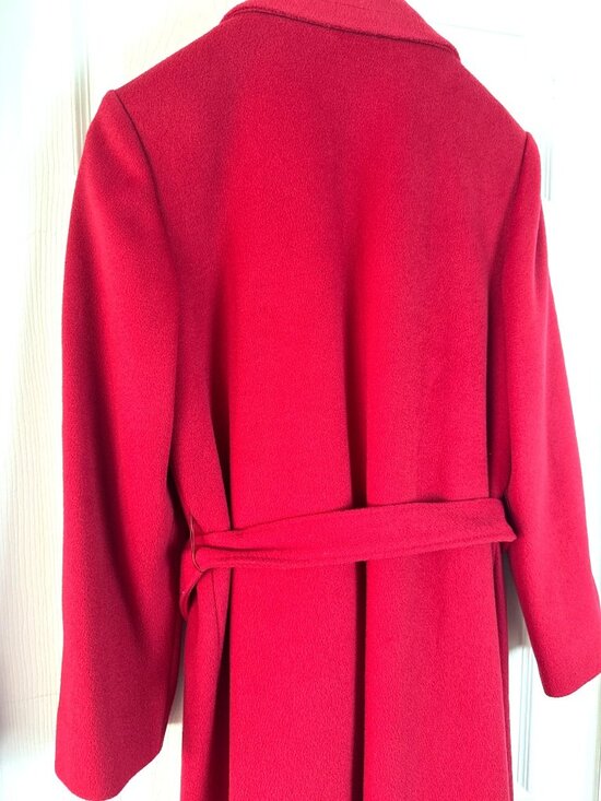 Vintage M.G. Kinsler The Great American Coat Red Wool Belted Long Women's Small - Picture 6 of 11